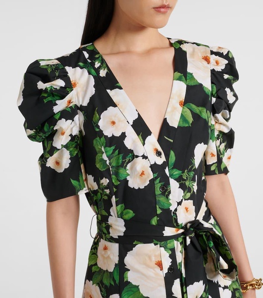 Floral cotton-blend midi dress