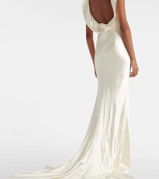 Bridal Chiara draped silk and wool gown