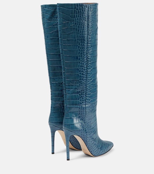 embossed-crocodile 95mm leather knee-high boots