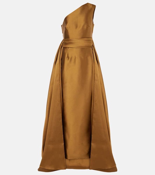 Charo one-shoulder twill gown