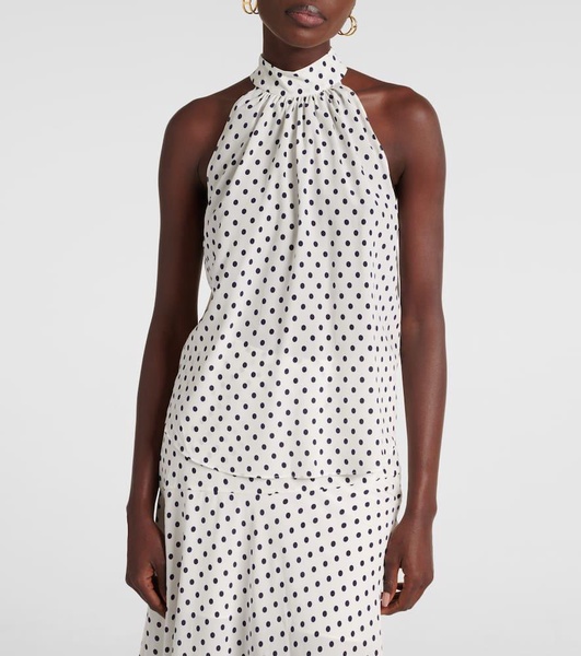 Kovi polka-dot silk-blend top