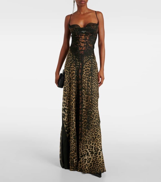 Leopard-print tulle gown