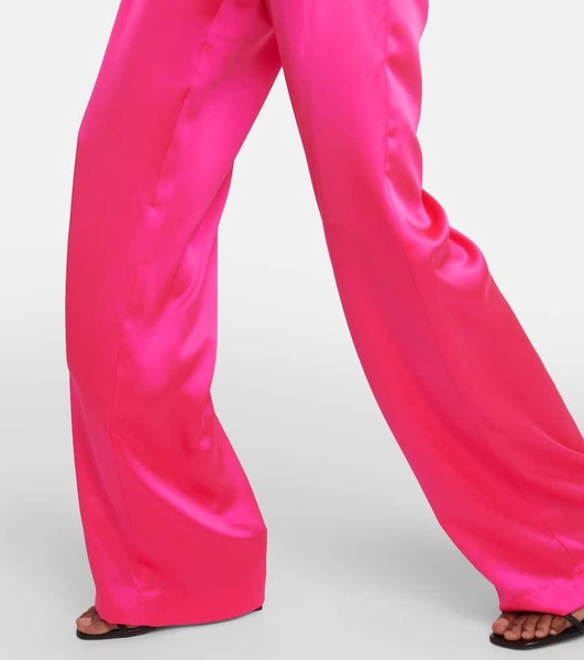 High-rise wide-leg silk pants