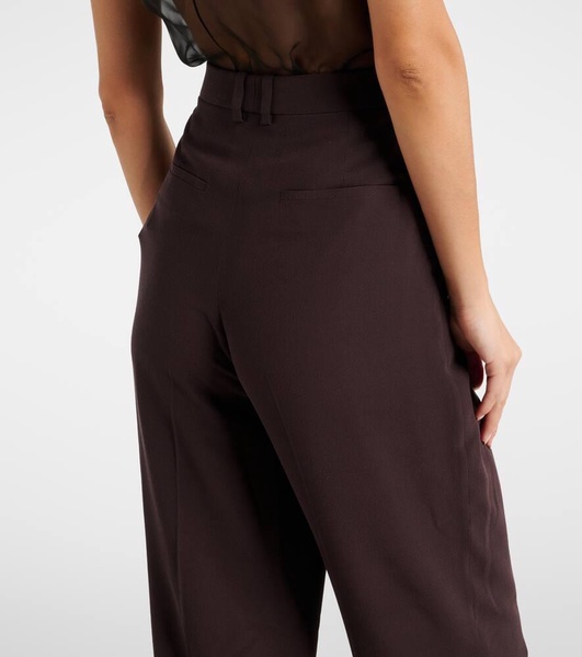 Pleated silk crêpe wide-leg pants