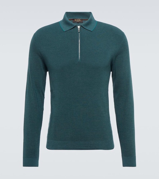 Zip Ridge wool and silk polo sweater