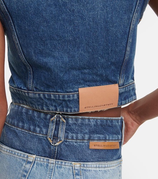 Cropped denim vest