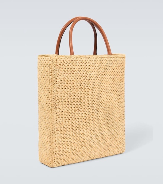 Logo raffia tote bag