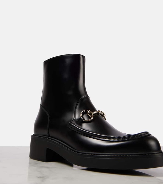 Horsebit leather ankle boots