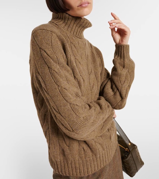 Napier cable-knit cashmere turtleneck sweater