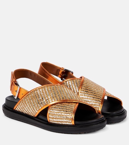 Fussbett leather-trimmed sandals