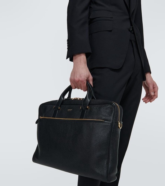 Grained leather briefcase