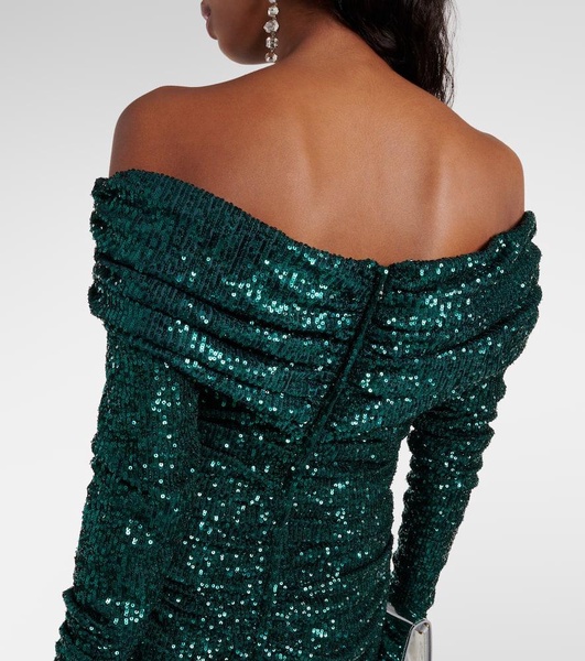 Off-shoulder sequined gown