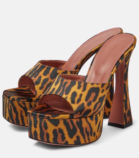 Dalida leopard-print satin platform mules