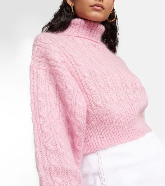 Cable-knit turtleneck mohair-blend sweater