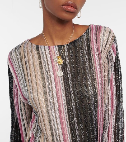 Sequined striped knit top