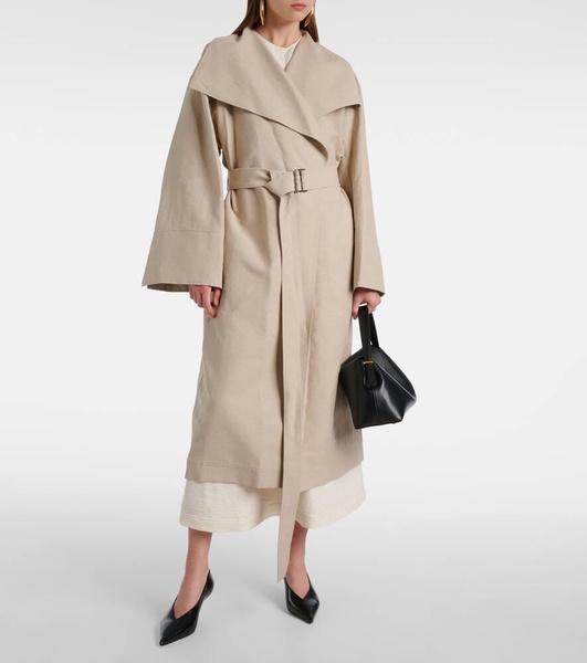 Signature linen-blend trench coat