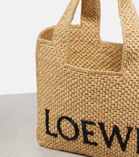 Paula's Ibiza Small logo raffia tote bag