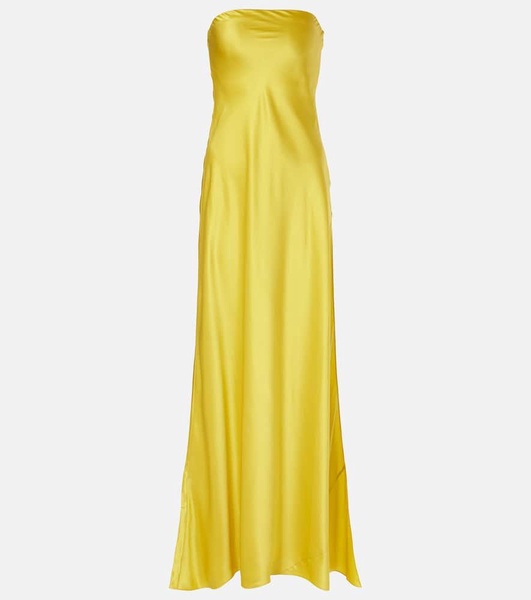 Filo strapless silk satin gown