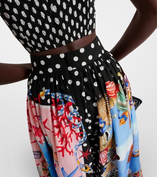 Capri printed cotton midi skirt