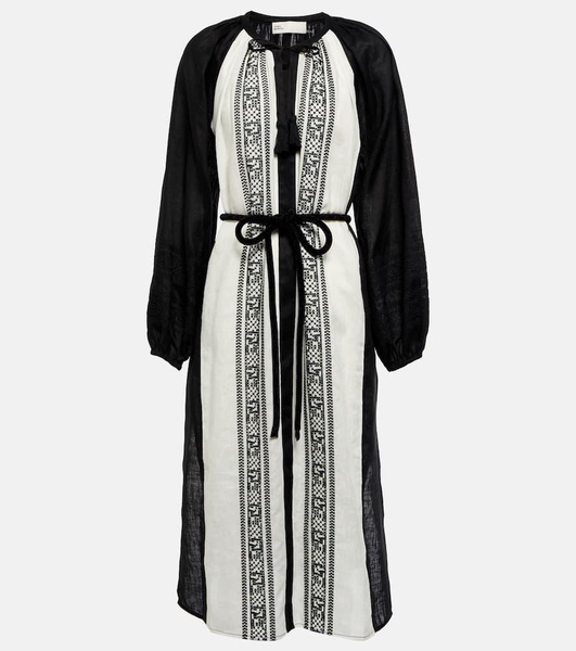 Embroidered linen kaftan