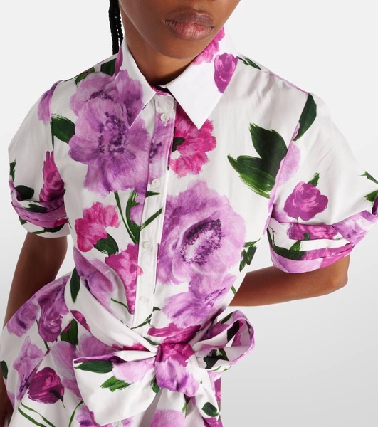 Floral cotton midi shirt dress