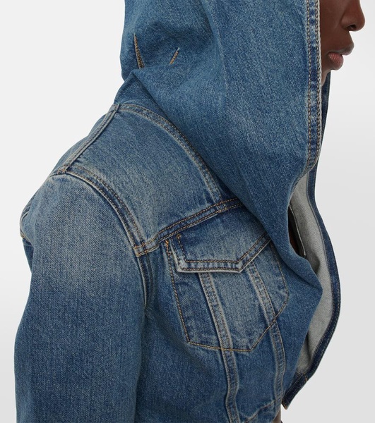 Hooded cropped denim jacket