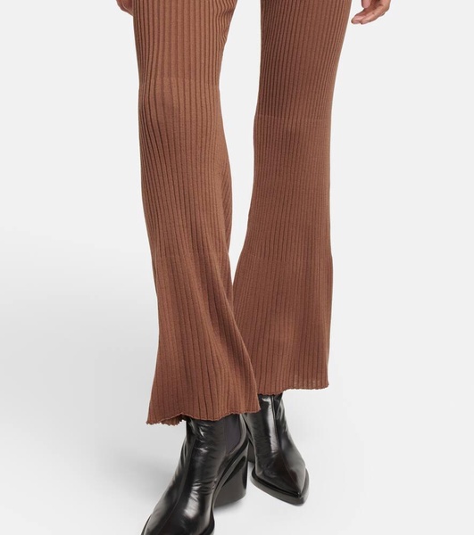 High-rise flared virgin wool pants