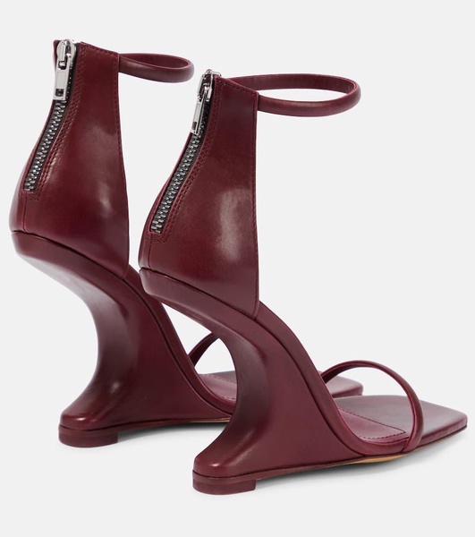 Cantilever leather wedge sandals