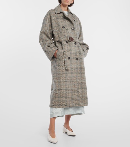 Herringbone wool and cashmere-blend coat