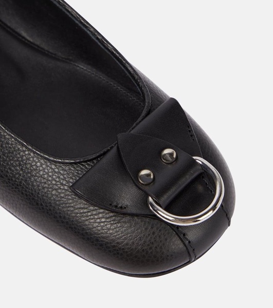 Lock leather ballet flats