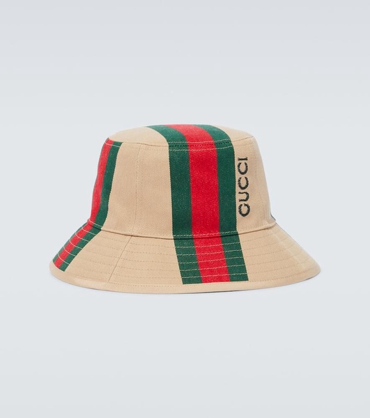 Logo printed cotton canvas bucket hat