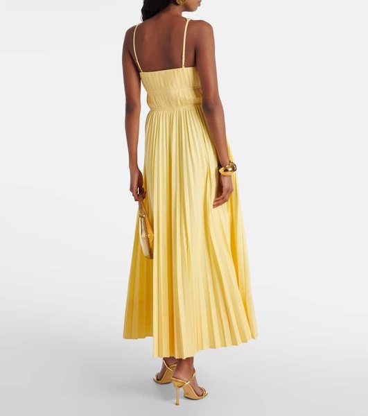 Stephanie pleated cotton-blend maxi dress