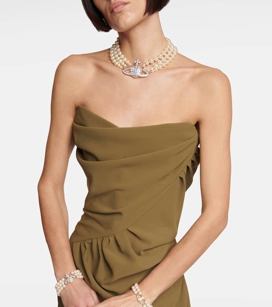 Draped strapless minidress