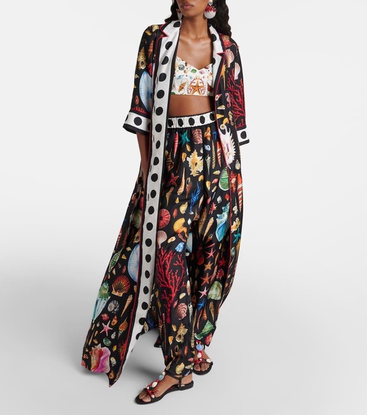 Capri printed silk satin robe