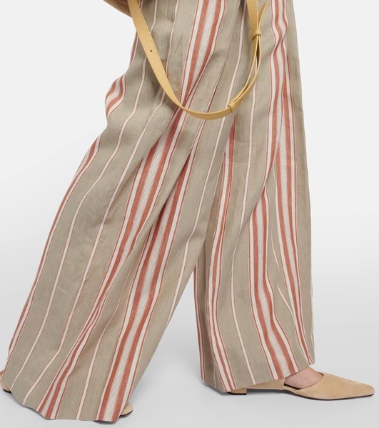 Notan striped wide-leg linen pants