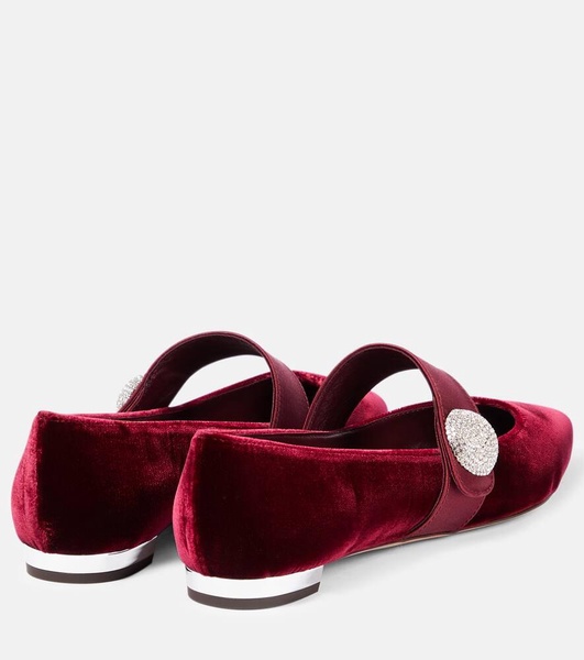 Crystal Macaron velvet flats