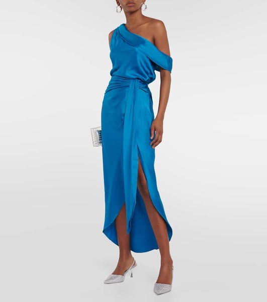 Elisabetta draped satin midi skirt