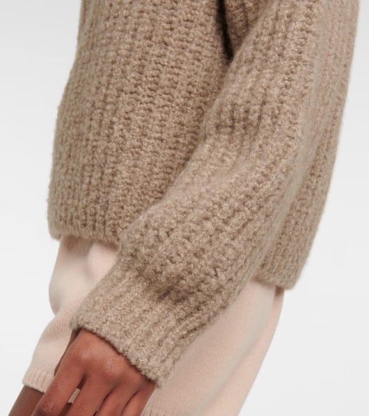 Ribbed-knit cashmere turtleneck sweater