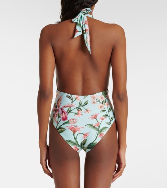 Mangostino floral halterneck swimsuit