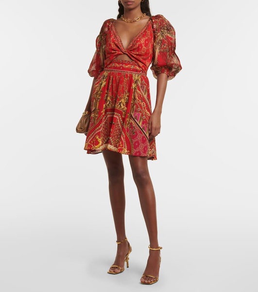 Printed silk minidress