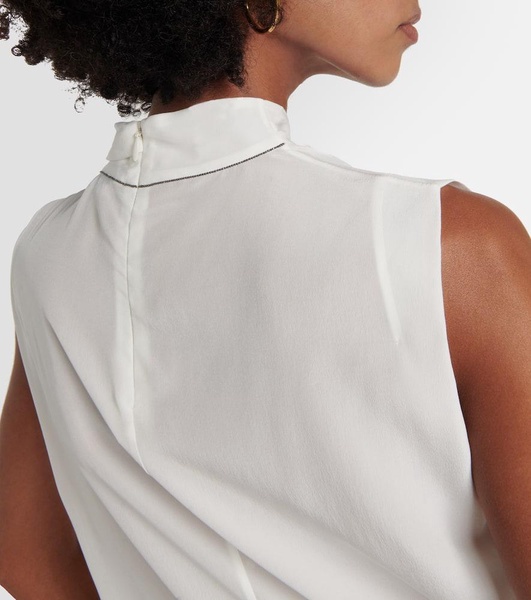 High-neck silk top