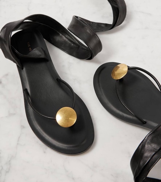 Cord leather thong sandals