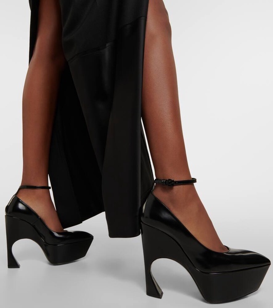 Leather platform pumps