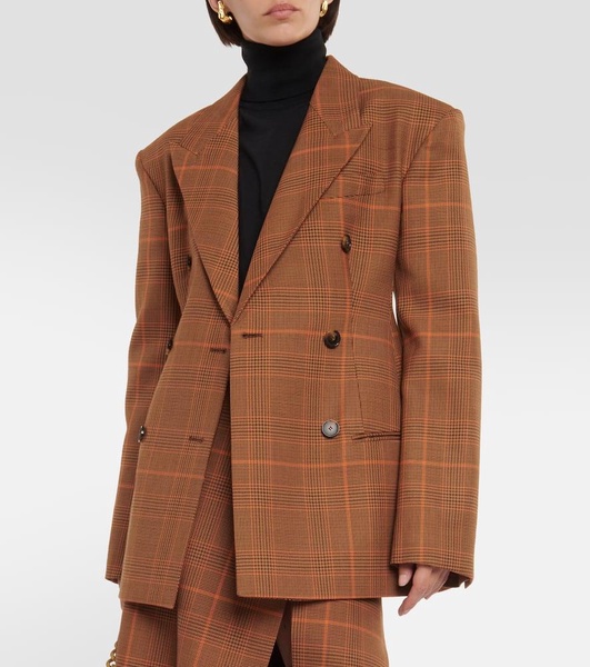 Checked virgin wool blazer