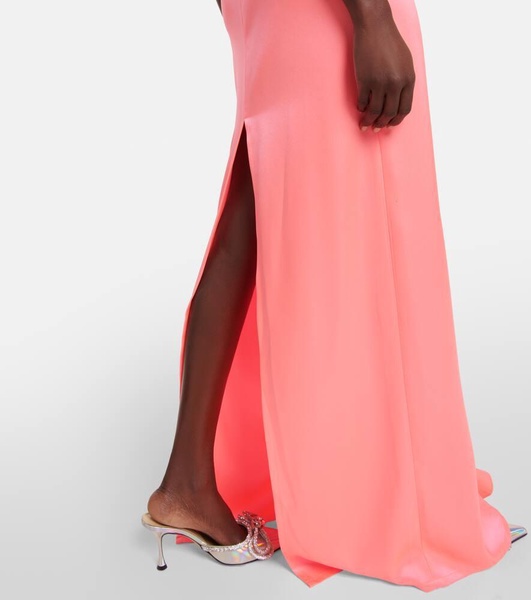 Ruffle satin wrap gown