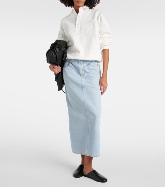 Verona mid-rise denim midi skirt