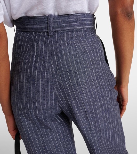 Pinstripe high-rise straight pants