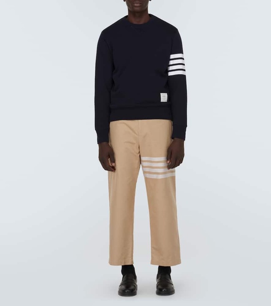 4-Bar cropped cotton straight pants