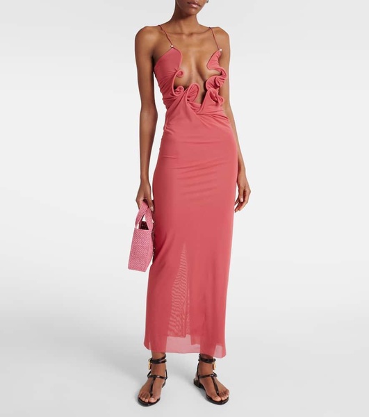 Molded Venus cutout mesh maxi dress