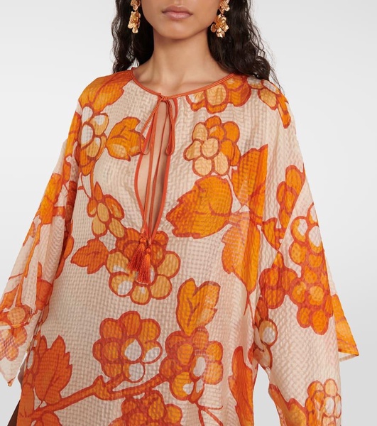 Printed silk kaftan